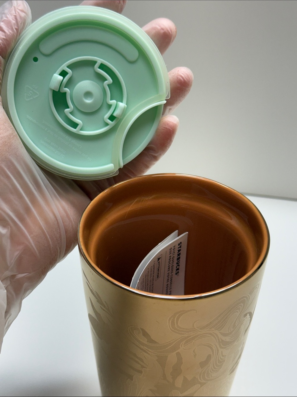 ✨STARBUCKS ✨ 2022 Copper Gold Metallic Siren Mermaid Ceramic 12oz Tumbler - Picture 6 of 15